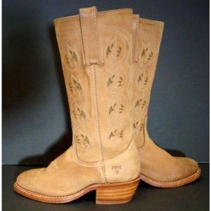 Frye cowboy boots camel cut outs